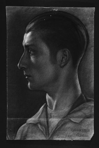 Autoritratto, carboncino su carta, cm 46x40